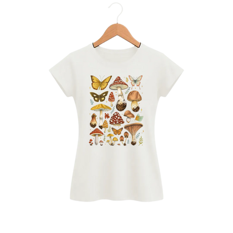 Camiseta Feminina Baby Look Cogumelo Gaveta do Naturalista