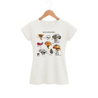 Camiseta Feminina Baby Look Guia de Cogumelos