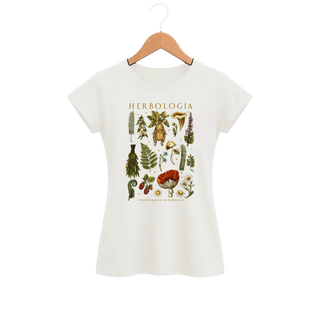 Camiseta Feminina Baby Look Herbologia e Cogumelos