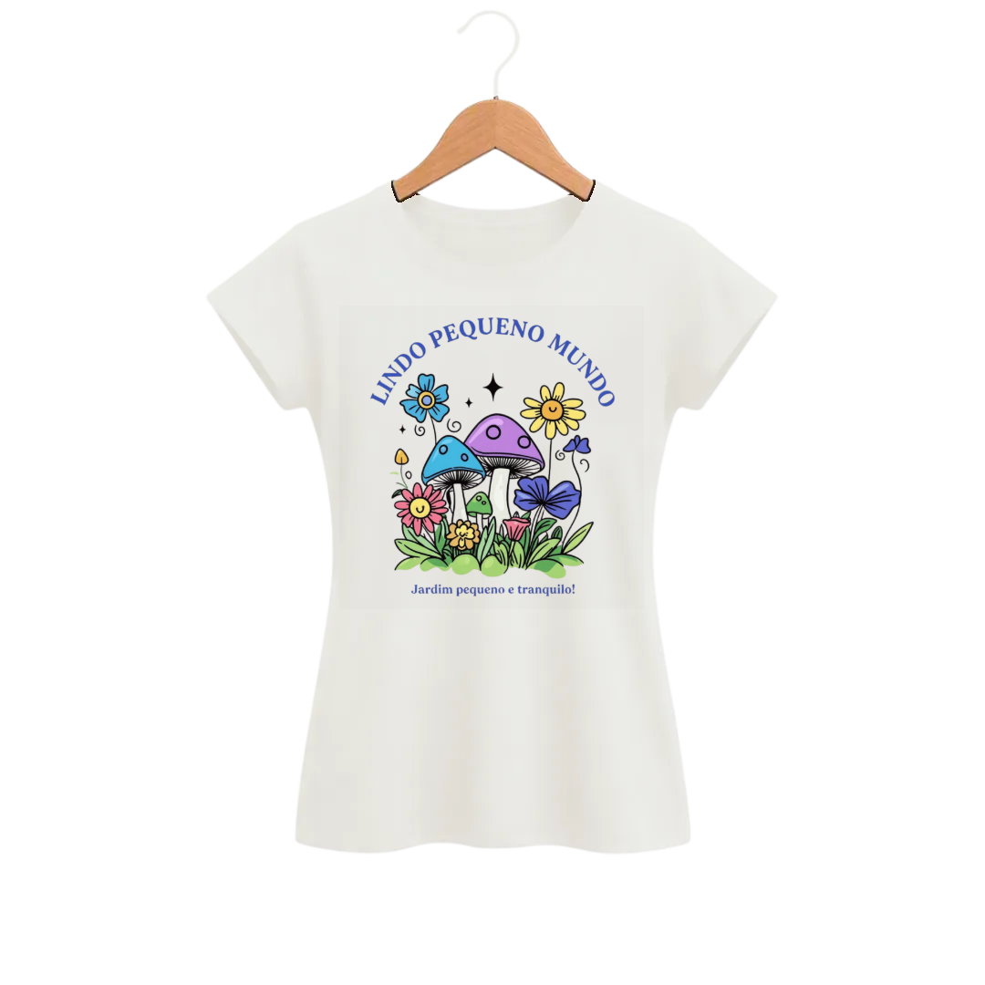 Camiseta Feminina Baby Look Cogumelo Lindo Pequeno Mundo