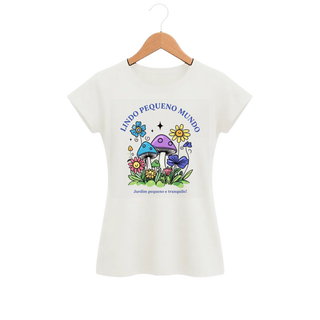 Camiseta Feminina Baby Look Cogumelo Lindo Pequeno Mundo