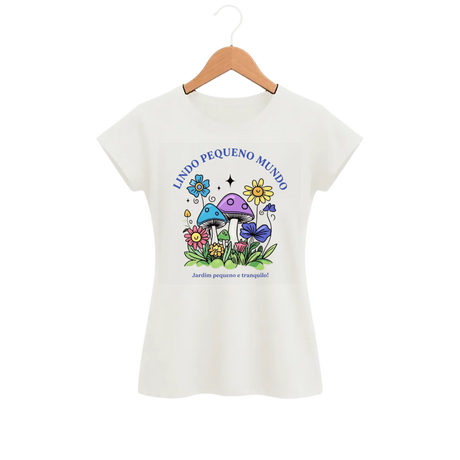 Camiseta Feminina Baby Look Cogumelo Lindo Pequeno Mundo