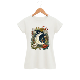 Camiseta Feminina Baby Look Cogumelo Lua Florida