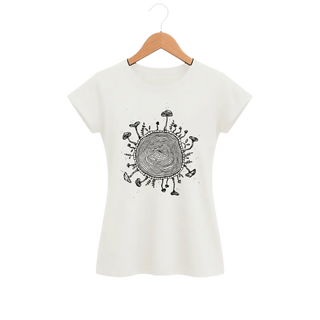 Camiseta Feminina Baby Look Cogumelo Micélio Círculo da Vida