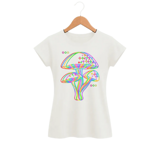 Camiseta Feminina Baby Look Cogumelo Neon do Micélio
