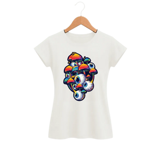 Camiseta Feminina Baby Look Cogumelo O Bosque Observa