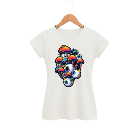 Camiseta Feminina Baby Look Cogumelo O Bosque Observa