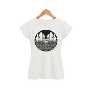 Camiseta Feminina Baby Look Cogumelo O Que Está Embaixo