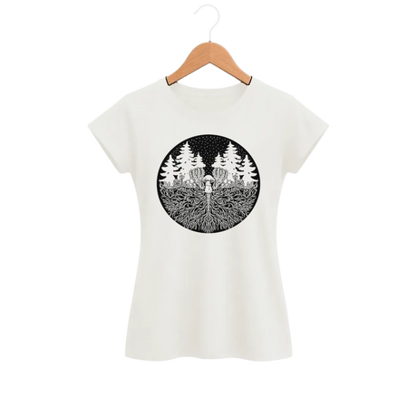 Camiseta Feminina Baby Look Cogumelo O Que Está Embaixo