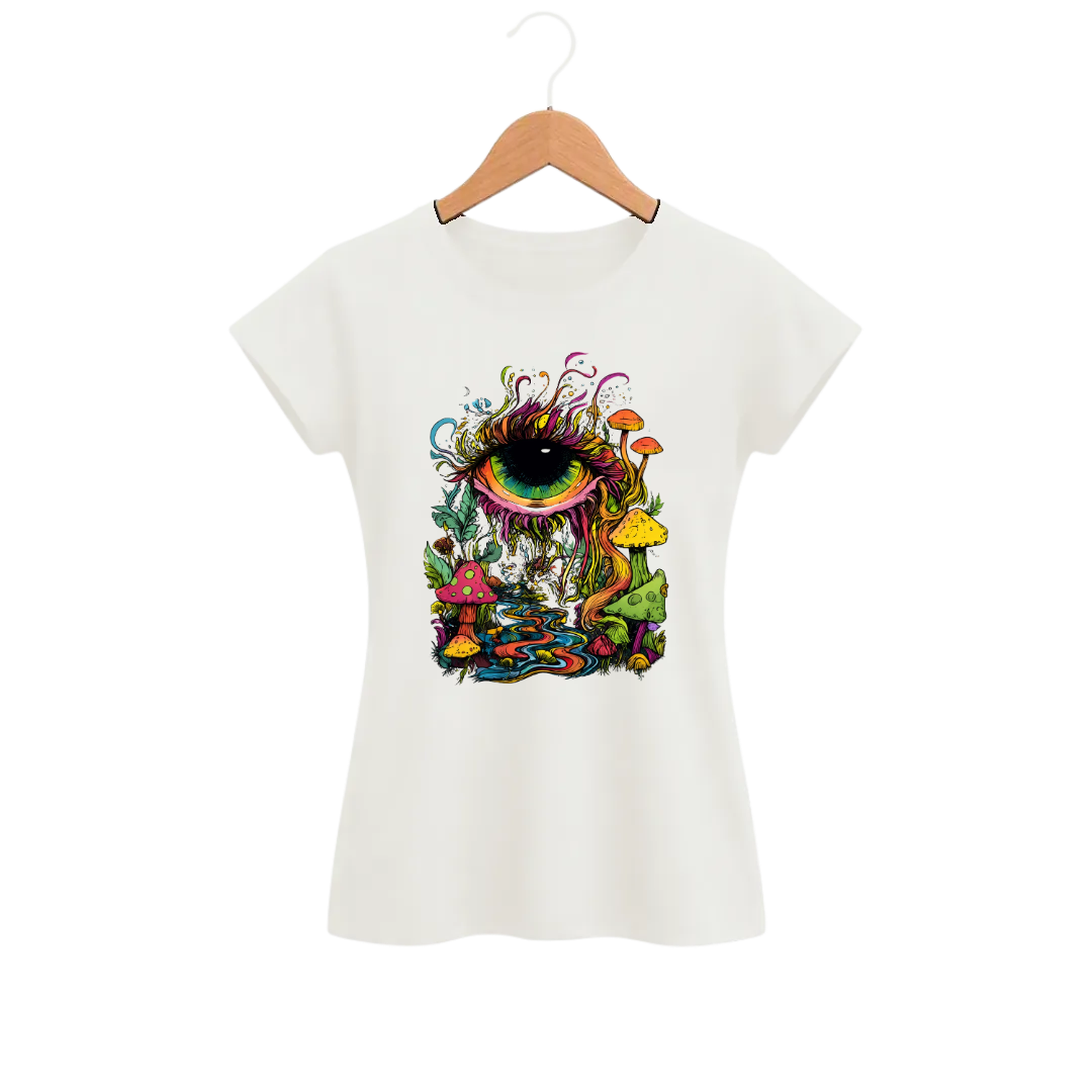 Camiseta Feminina Baby Look Olho de Cogumelo