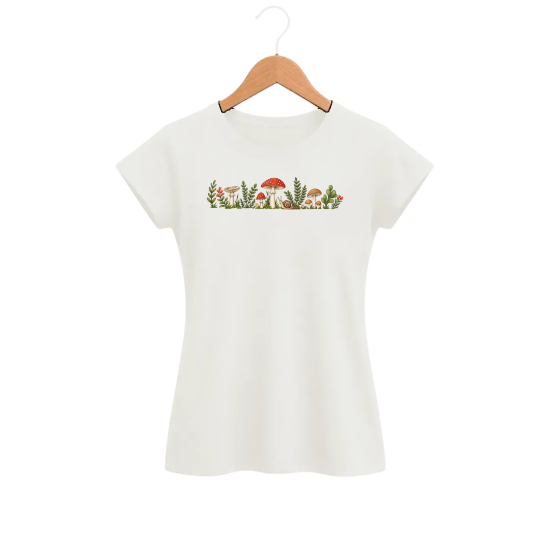 Camiseta Feminina Baby Look Cogumelo Rente ao Chão