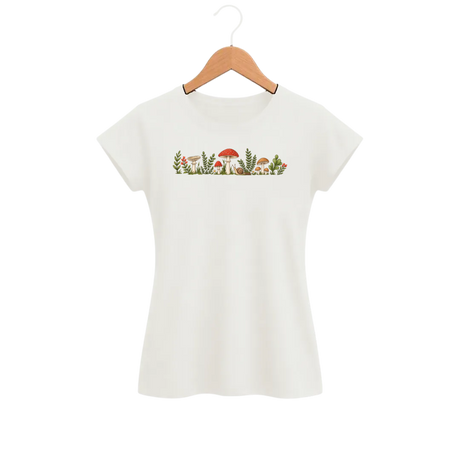 Camiseta Feminina Baby Look Cogumelo Rente ao Chão