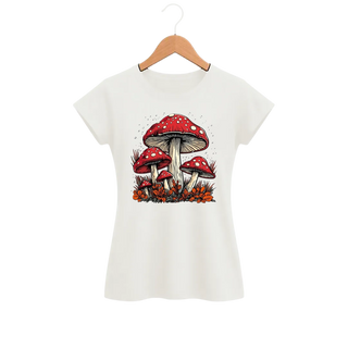 Camiseta Feminina Baby Look Cogumelo Roda de Amanitas
