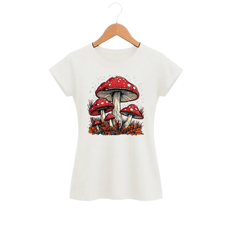 Camiseta Feminina Baby Look Cogumelo Roda de Amanitas