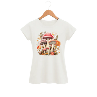 Camiseta Feminina Baby Look Cogumelo Rosa do Campo