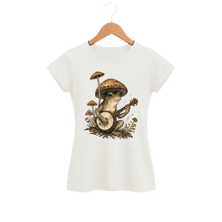 Camiseta Feminina Baby Look Cogumelo Sapo Banjo Micológico