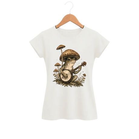 Camiseta Feminina Baby Look Cogumelo Sapo Banjo Micológico