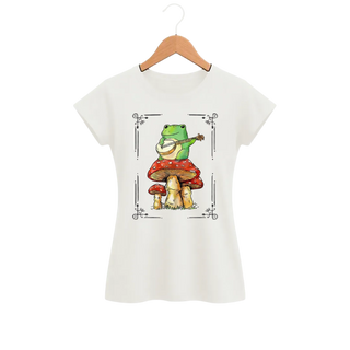Camiseta Feminina Baby Look Sapo Serenata no Cogumelo