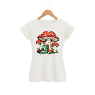 Camiseta Feminina Baby Look Cogumelo Sapo Tricoteiro