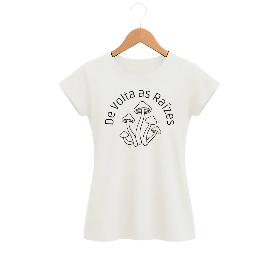 Camiseta Feminina Baby Look Cogumelo Selo De Volta às Raízes