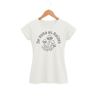 Camiseta Feminina Baby Look Cogumelo Selo De Volta às Raízes