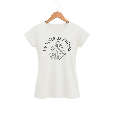 Camiseta Feminina Baby Look Cogumelo Selo De Volta às Raízes
