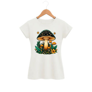 Camiseta Feminina Baby Look Cogumelo Sob o Mesmo Chapéu