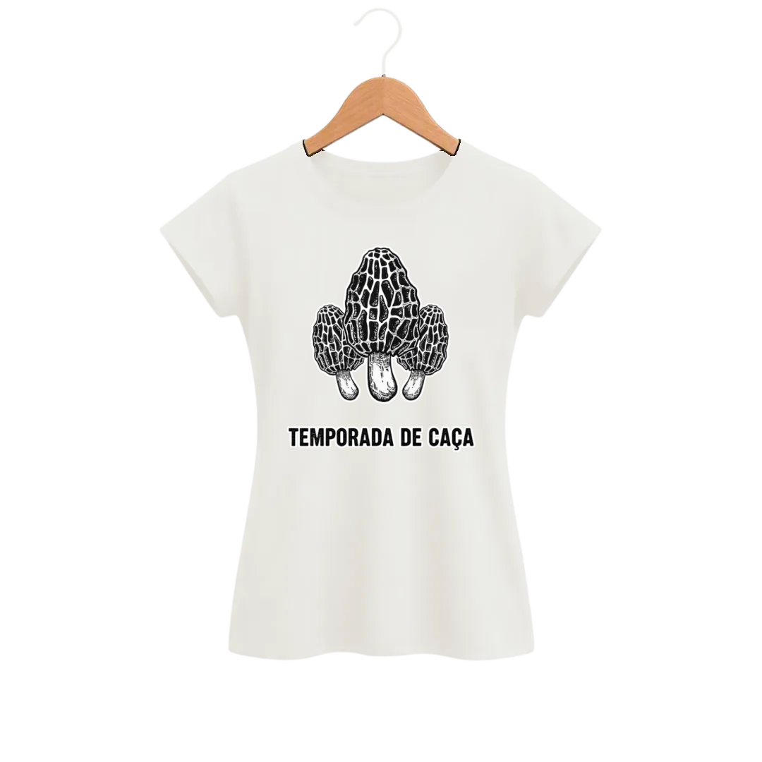 Camiseta Feminina Baby Look Cogumelo Temporada de Caça