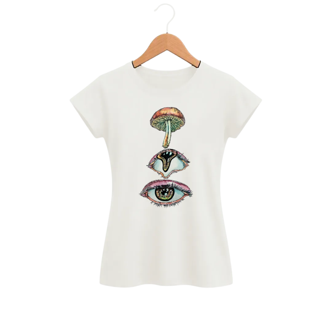 Camiseta Feminina Baby Look Cogumelo Três Olhares