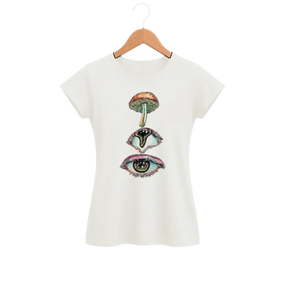 Camiseta Feminina Baby Look Cogumelo Três Olhares