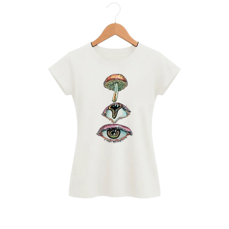 Camiseta Feminina Baby Look Cogumelo Três Olhares