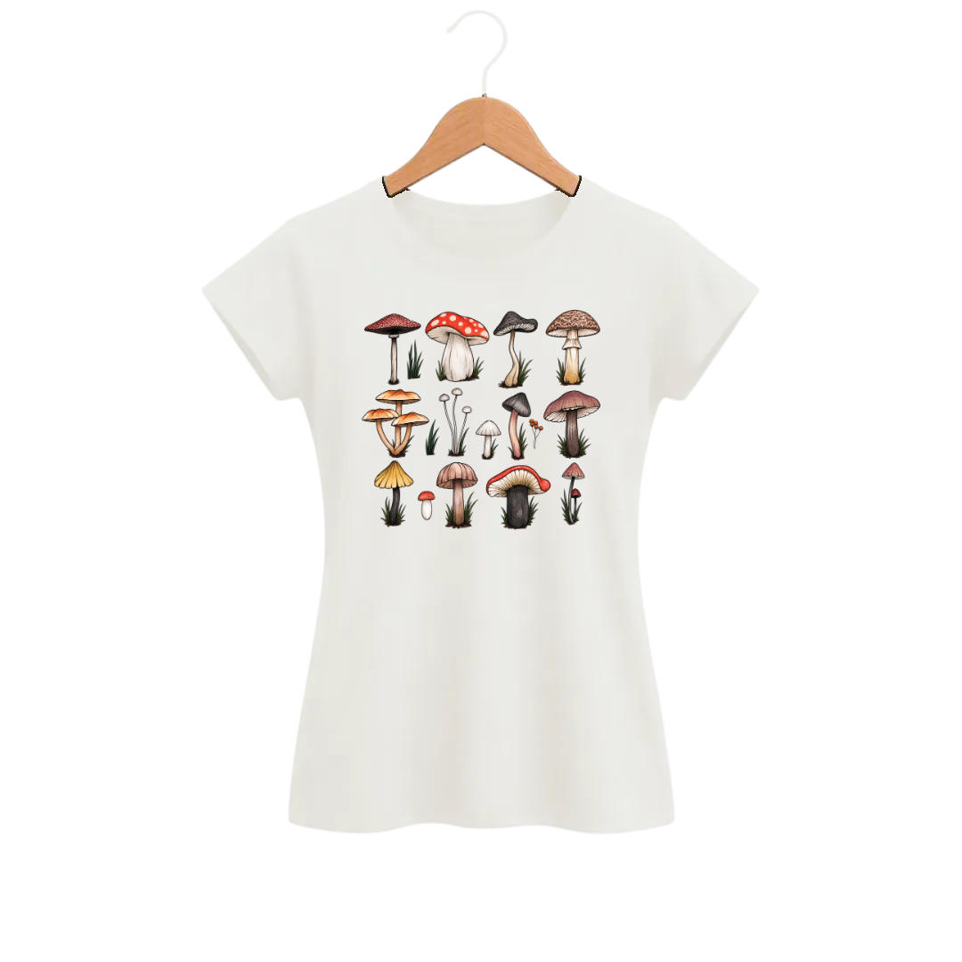 Camiseta Feminina Baby Look Cogumelo Treze Chapéus
