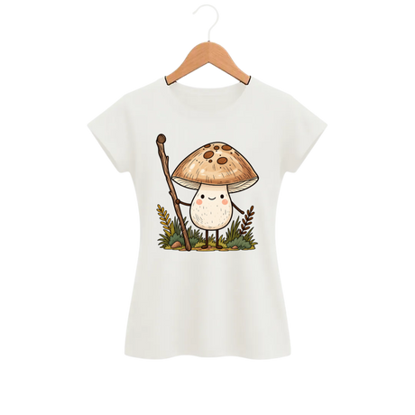 Camiseta Feminina Baby Look Cogumelo Um Passo de Cada Vez