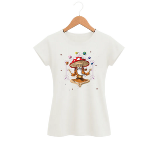 Camiseta Feminina Baby Look Budda Cogumelo e Universos