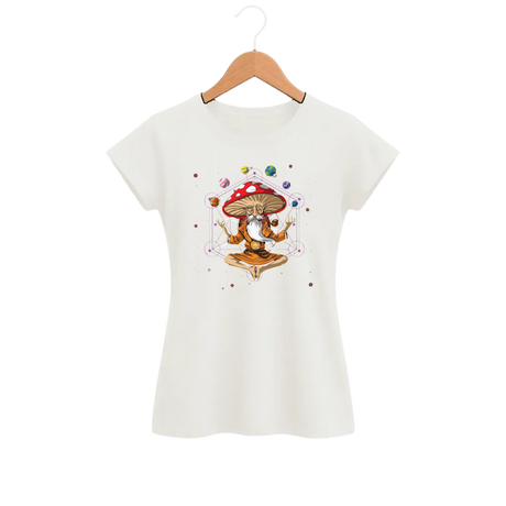 Camiseta Feminina Baby Look Budda Cogumelo e Universos