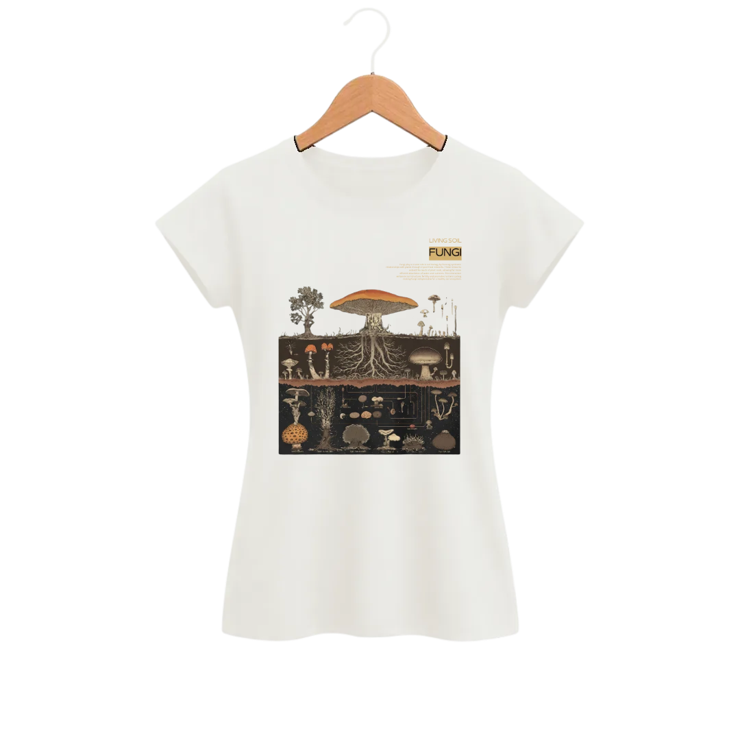 Camiseta Feminina Baby Look Cogumelo Vida Fúngica