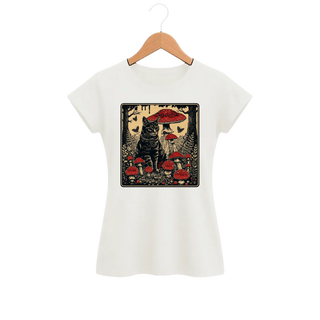 Camiseta Feminina Baby Look Cogumelo Vigília do Gato