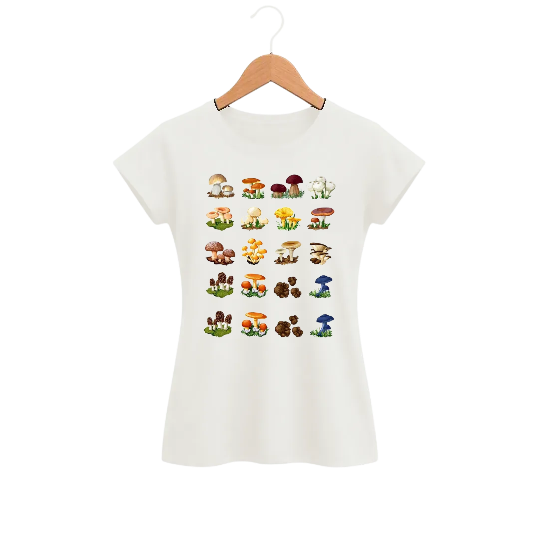 Camiseta Feminina Baby Look Cogumelo Vinte Vizinhos