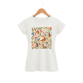 Camiseta Feminina Baby Look Cogumelo Vizinhos de Floresta