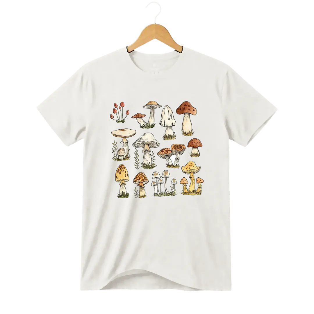 Camiseta Cogumelo Aquarela Terrosa