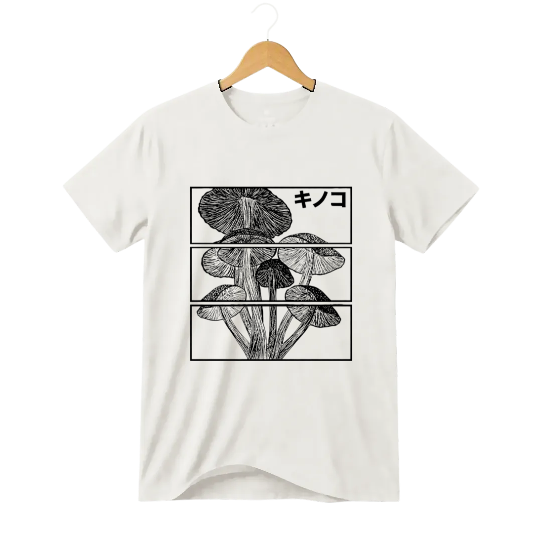 Camiseta Cogumelos em Três Atos