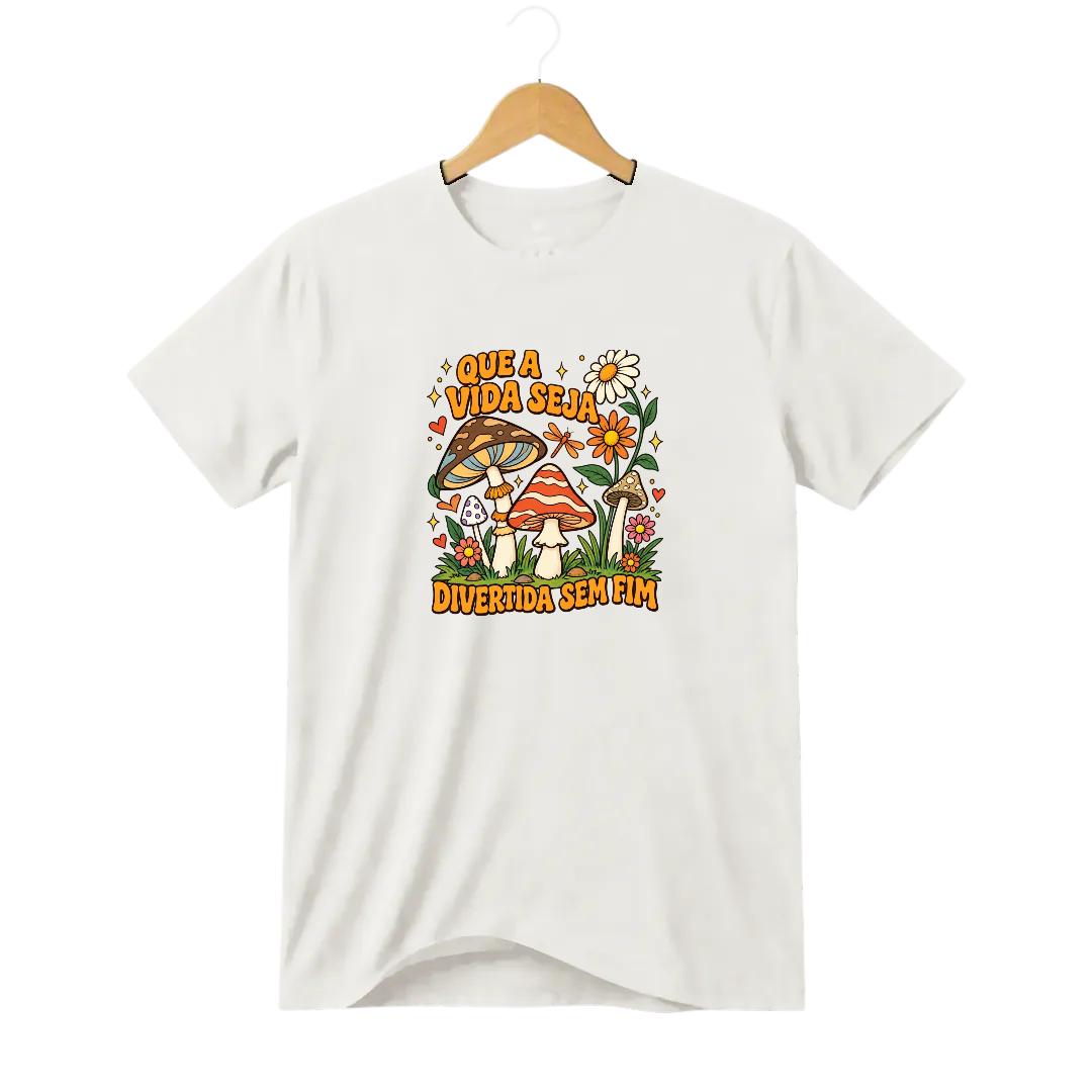 Camiseta Cogumelo Divertida Sem Fim