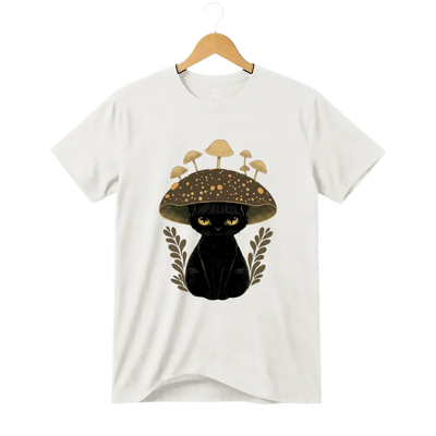 Camiseta Gato Chapéu Cogumelo