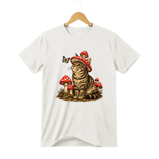 Camiseta Cogumelo Gato de Chapéu