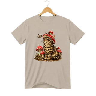 Camiseta Cogumelo Gato de Chapéu
