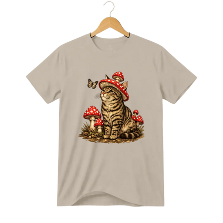 Camiseta Cogumelo Gato de Chapéu