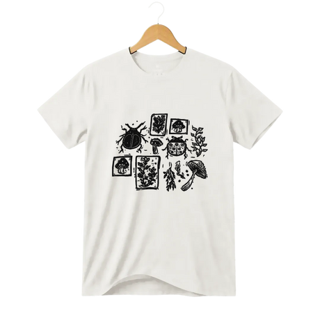 Camiseta Cogumelo Insetos e Chapéus