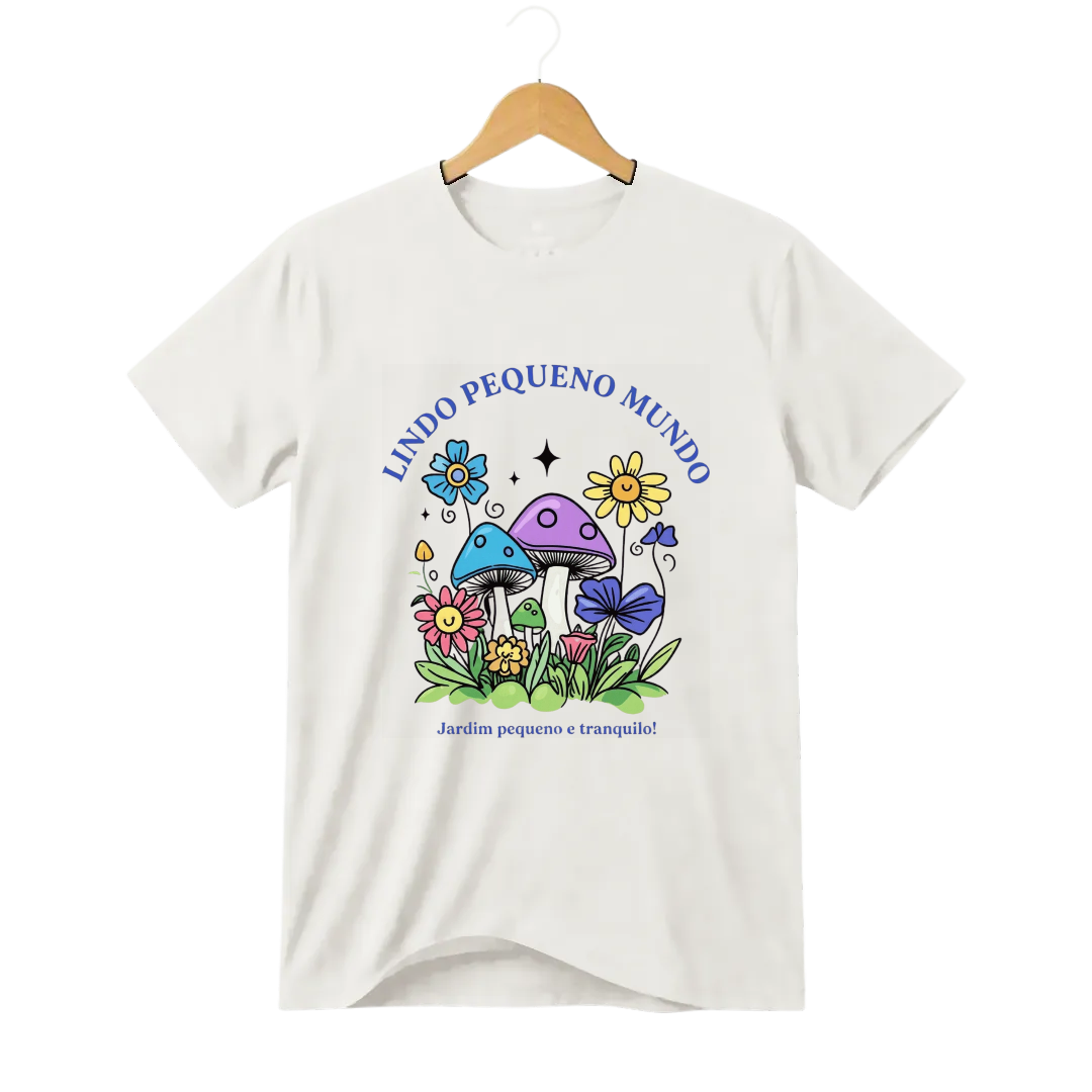 Camiseta Cogumelo Lindo Pequeno Mundo