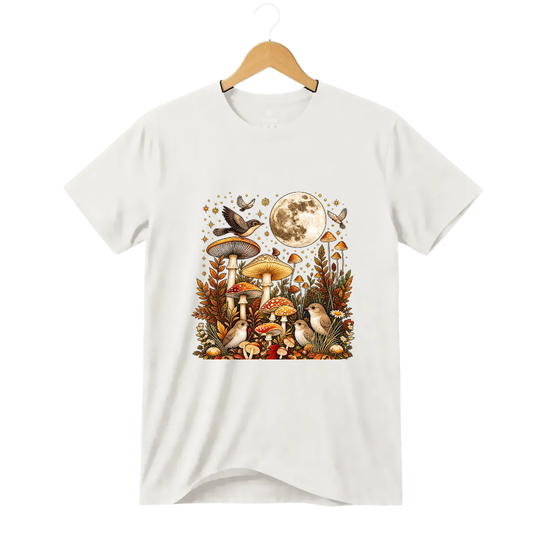 Camiseta Cogumelo Lua Cheia no Bosque