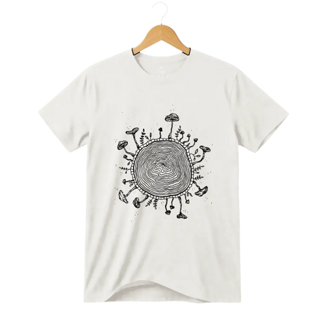 Camiseta Cogumelo Micélio Círculo da Vida